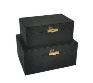 Set de cajas negras con herraje dorado