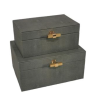 Set de cajas grises con herraje dorado