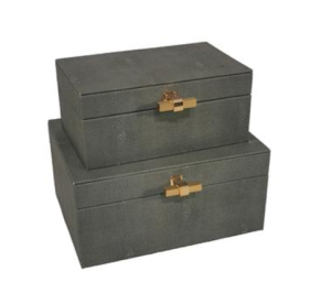 Set de cajas grises con herraje dorado