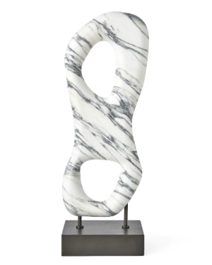 Escultura marmoleada con base negra