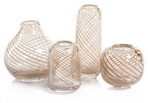 Alternative view of Florero de lineas corto beige