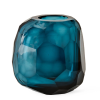 Jarrón de cristal azul chico