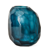 Jarrón de cristal azul grande