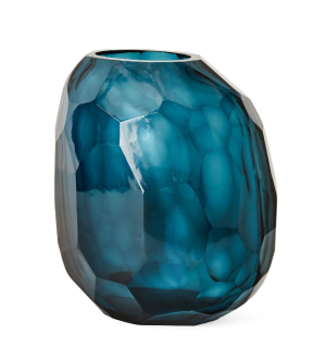 Jarrón de cristal azul grande