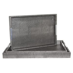 Set de  charolas de mantarraya gris oxford