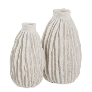 Set de jarrones beige con textura