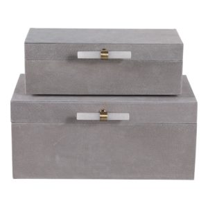 Set de cajas gris con herraje blanco