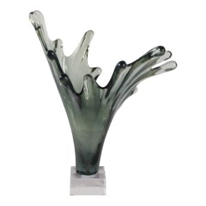 Alternative view of Escultura de acrílico verde con base