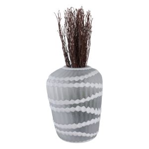 Alternative view of Florero de vidrio con diseño blanco grande