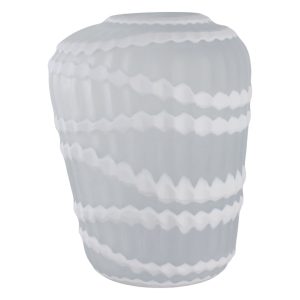 Florero de vidrio con diseño blanco grande