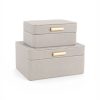 Set de cajas de vinipiel grises con herraje dorado