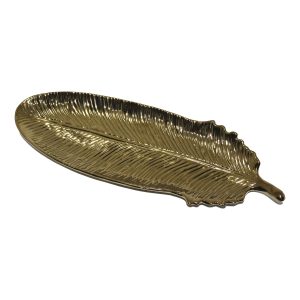 Platón en forma de hoja dorada grande