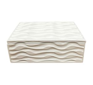 Caja decorativa con ondas blanca