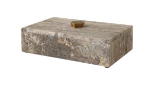 Alternative view of Caja travertino café con asa de bronce
