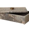 Caja travertino café con asa de bronce