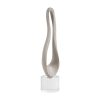 Escultura ovalada beige con base de cristal