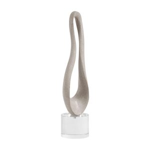 Escultura ovalada beige con base de cristal