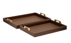 Set de charolas de vinipiel café