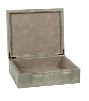 Caja de vinipiel gris grande