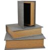 Set de tres cajas de libro color gris claro.