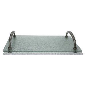 Charola rectangular de vidrio ice