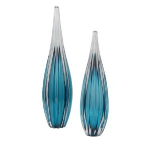 Escultura de vidrio azul grande