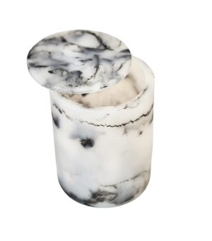 Alternative view of Vaso redondo con tapa gris con blanco