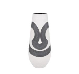 Jarrón blanco con diseño negro