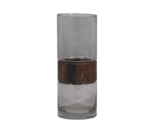 Florero de cristal con madera chico
