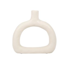 Florero beige semicircular