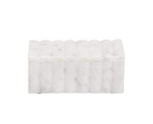 Caja blanca de mármol rectangular