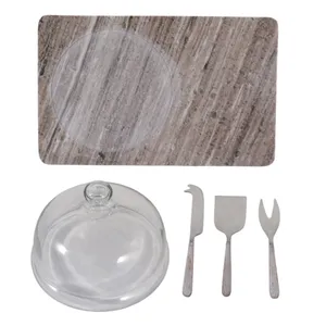 Alternative view of Tabla de queso y juego de cuchillos de mármol