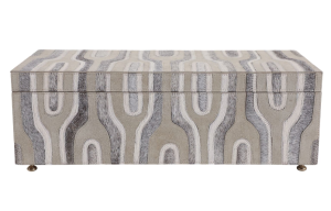 Caja gris con diseño bicolor
