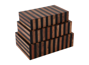 Set de cajas con lineas café y negro